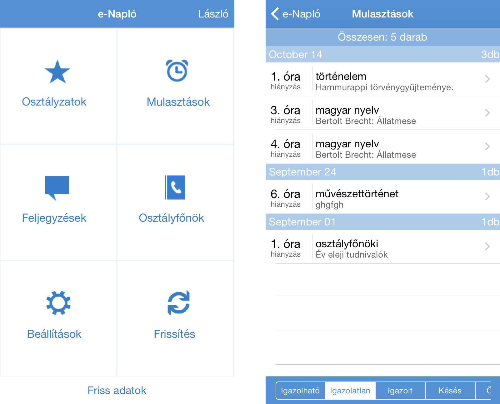 e-Napló screenshot